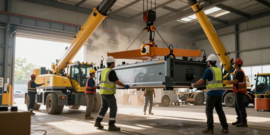 Machinery Movers team in action lifting heavy industrial equipment safely and efficiently.