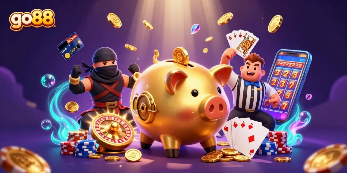 Experience the excitement of go88 with a vibrant scene showcasing casino elements and animated characters.