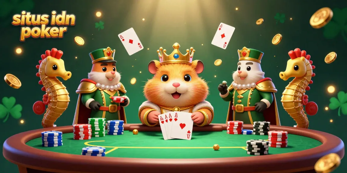Memenangkan permainan situs idn poker dengan bertaruh pada meja kartu poker raja yang dipimpin hamster emas bermahkota.