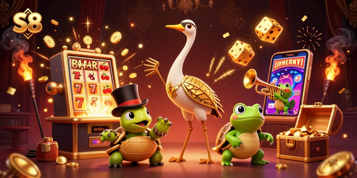 S8 players celebrate huge wins at the roaring twenties casino with vibrant illustrations and dynamic gaming elements.