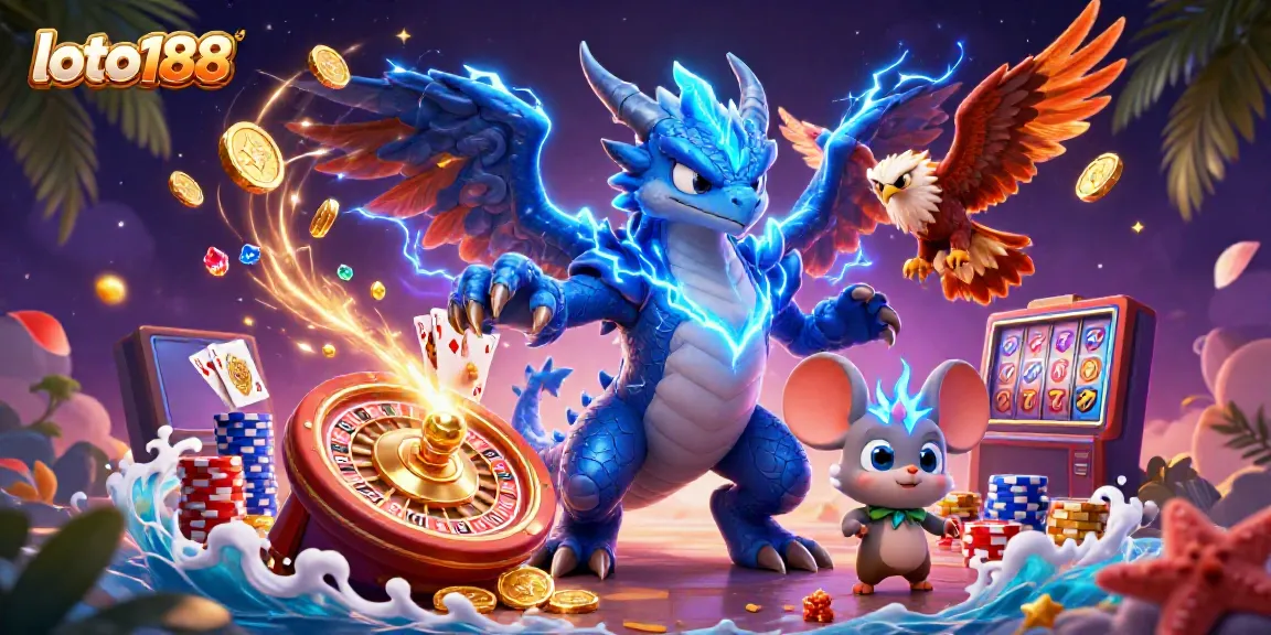 Experience thrilling gameplay with loto188 featuring a dragon and dynamic casino elements in action.