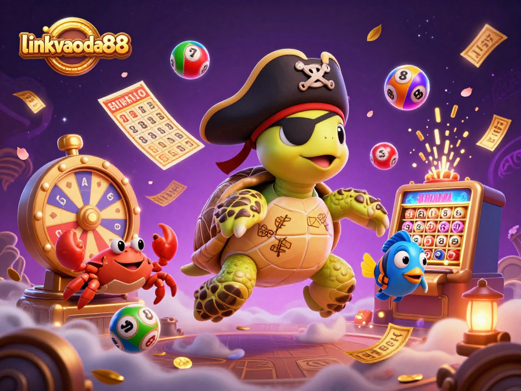 Engage with the thrilling world of linkvaoda88 as cartoon characters celebrate with lottery elements and vibrant casino visuals.