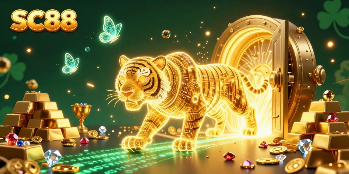 Engage with SC88 for exhilarating casino adventures amidst vibrant golden treasures and neon gameplay visuals.
