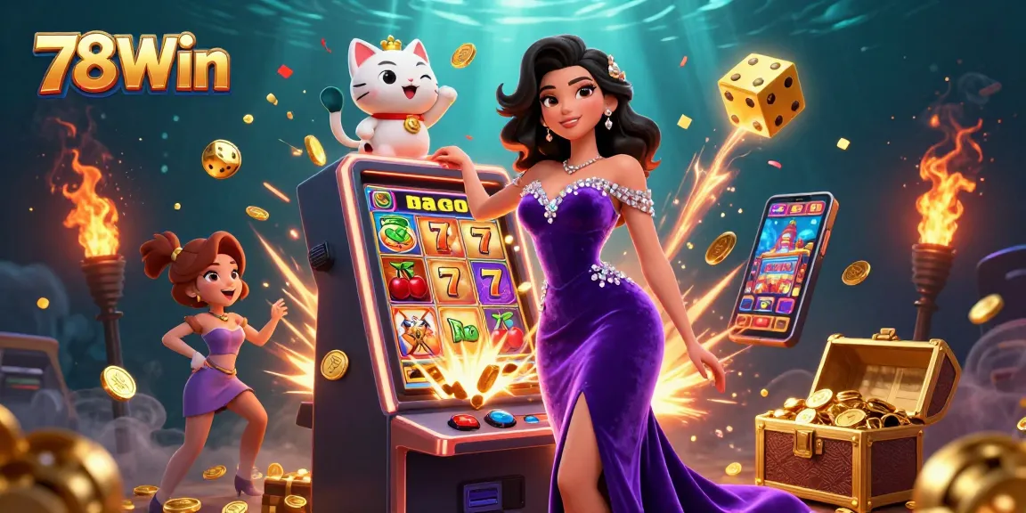 Experience the thrill of winning big at 78Win with this vibrant casino illustration.