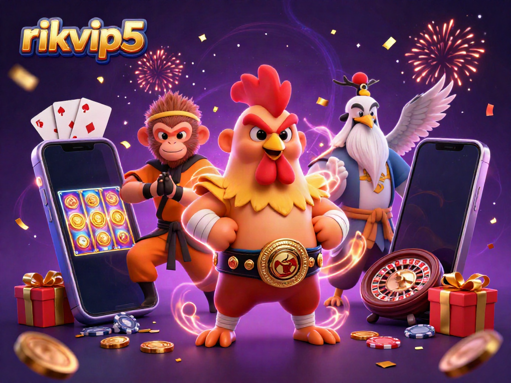 Experience thrilling gameplay at rikvip5 with dynamic characters and casino elements surrounding them.