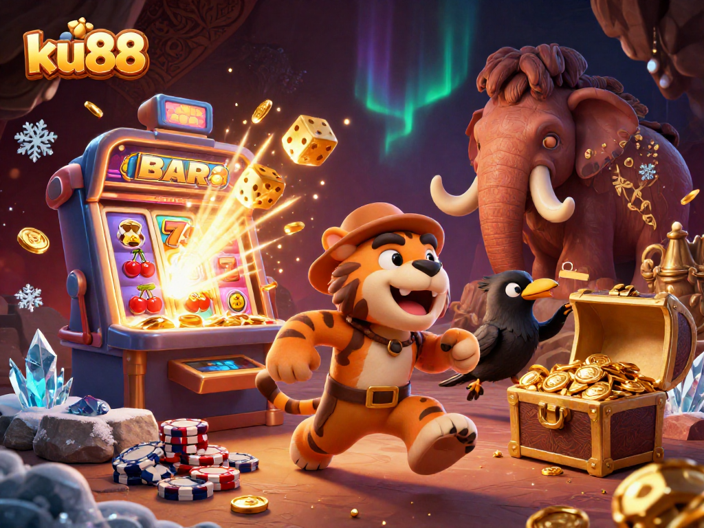 Experience excitement at ku88 with animated casino characters, creating a vibrant gambling atmosphere.