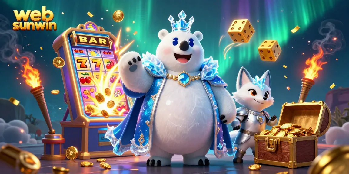 Experience thrilling jackpots and vibrant gameplay at web sunwin in a lively 3D casino illustration.
