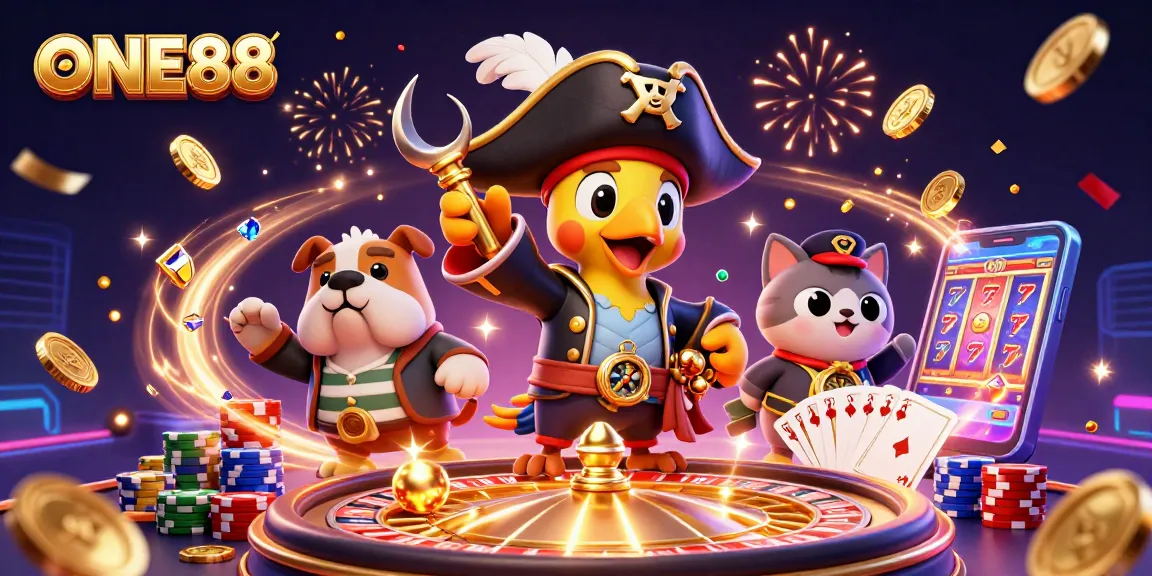Join the excitement with ONE88, where the pirate captain and crew navigate a treasure of gaming riches.