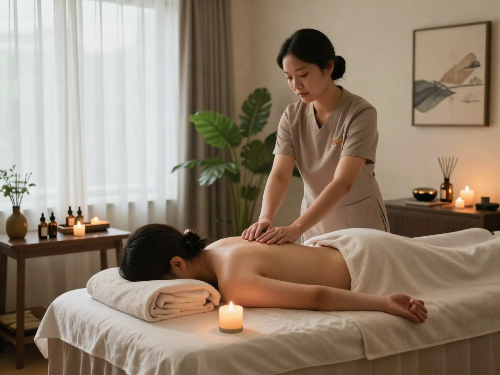 Experience a rejuvenating 화성출장안마 treatment in a tranquil spa setting with soothing elements.
