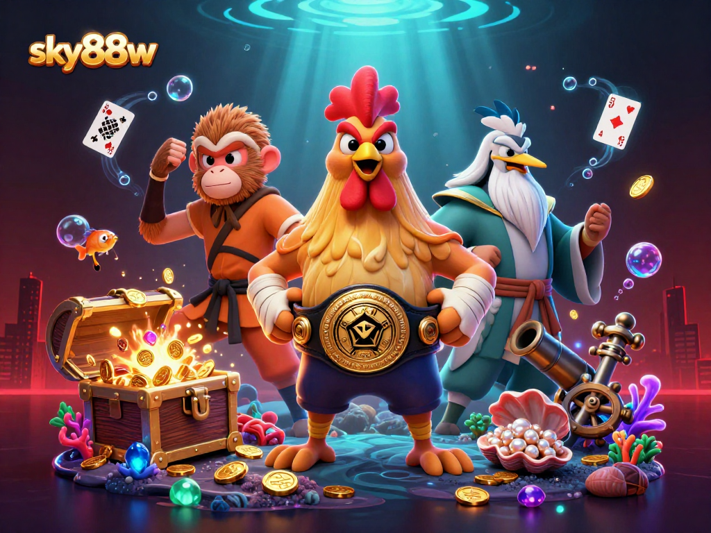 Experience thrilling adventures at sky88w with a vibrant gambling scene featuring dynamic characters and rich visuals.