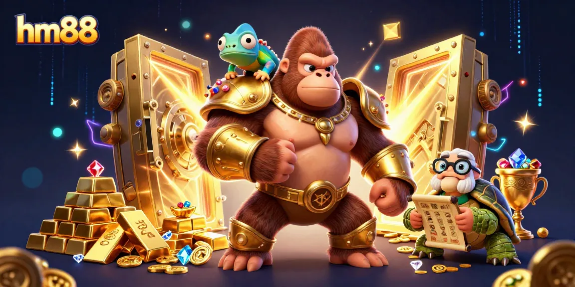 Engage in thrilling casino adventures at hm88 with a vibrant 3D illustration featuring exciting treasures.