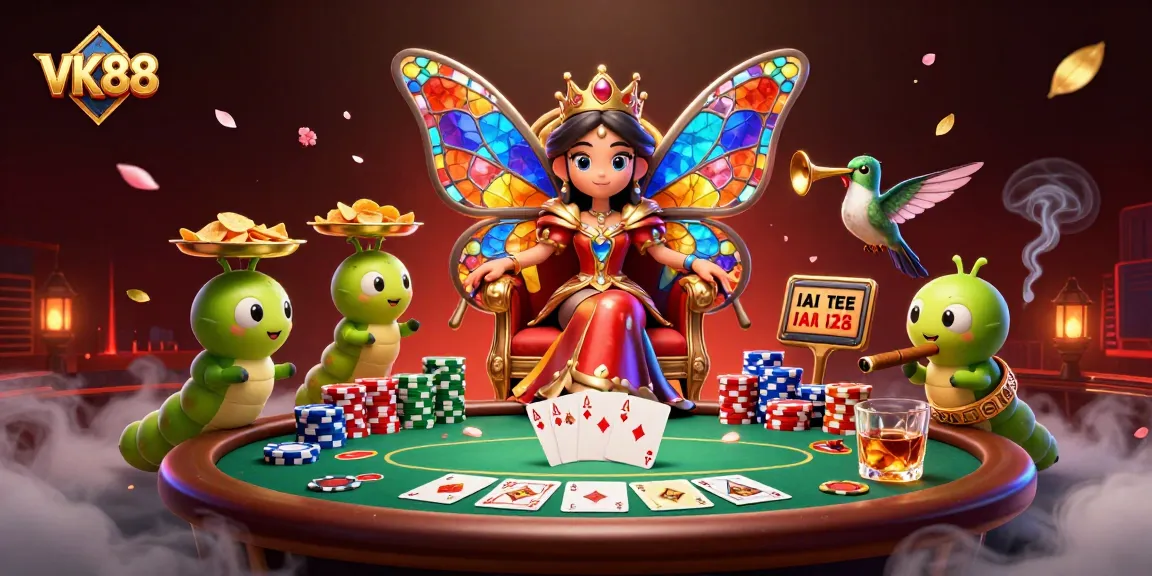 Experience winning moments at VK88 with a vibrant poker scene featuring fantasy elements and rich details.
