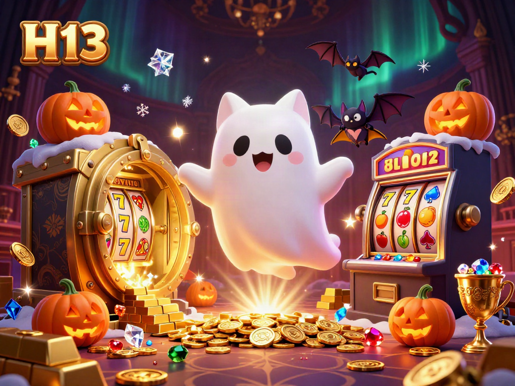 Experience excitement at H 13 with a ghost cat, vampire bat, and illuminated jackpots.