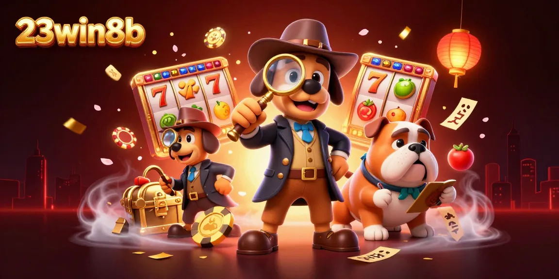 Experience vibrant gaming excitement at 23win8b with detective characters and slot elements.