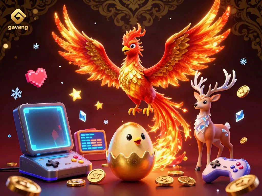 Engage with the dynamic world of Gavang, featuring characters and colorful gaming elements in a rich casino-inspired environment.